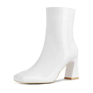 White Chunky High Heeled Boots